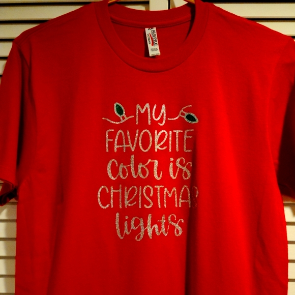 Hand Crafted Tops - "My Favorite Color is Christmas Lights" t-shirt NWOT